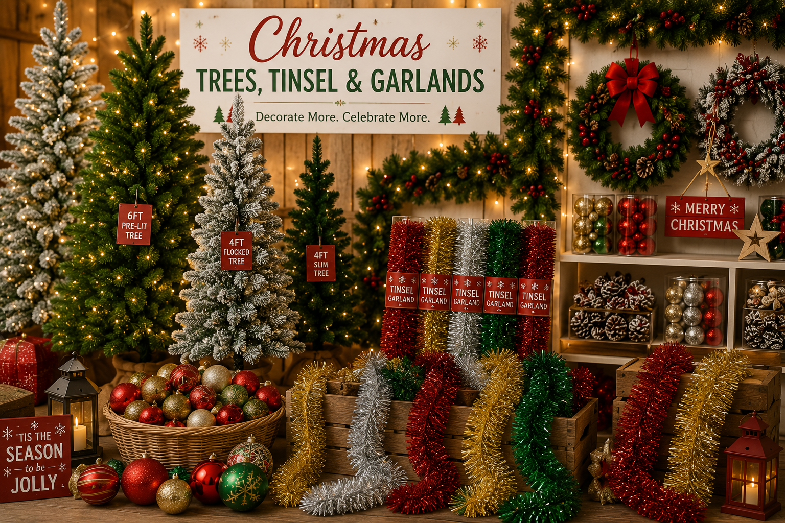 Christmas trees and tinsel